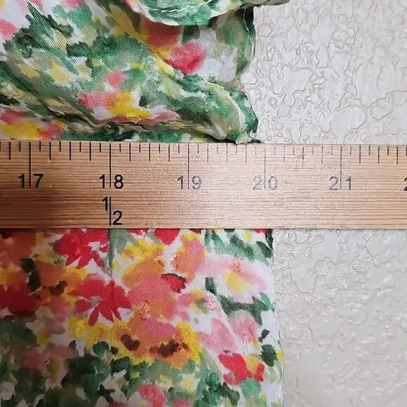 LOFT Buttercup Floral Tiered Swing Dress Flutter Sleeves Medium - Picture 9 of 9